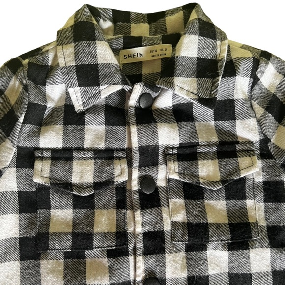 Shein | Toddler Flannel Shacket Plaid Long Sleeve Button Down Shacket Kids - Picture 2 of 15
